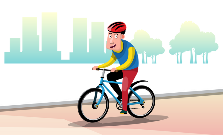 Athlete riding bicycle  Illustration