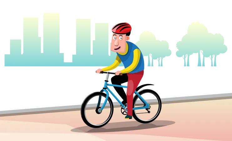 Athlete riding bicycle  Illustration