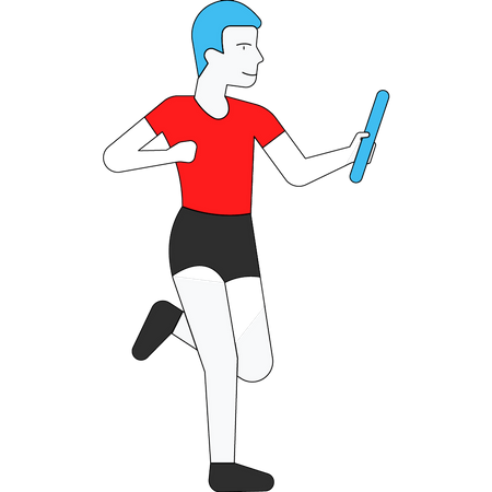 Athlete running and passing the stick  Illustration