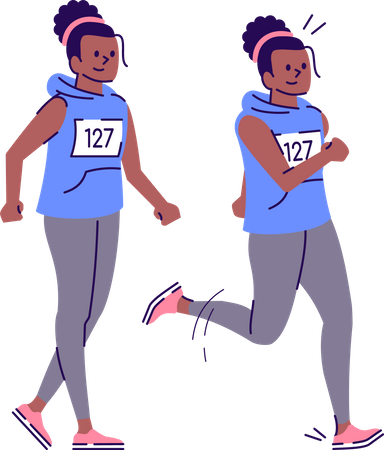 Athlete running in marathon race  Illustration