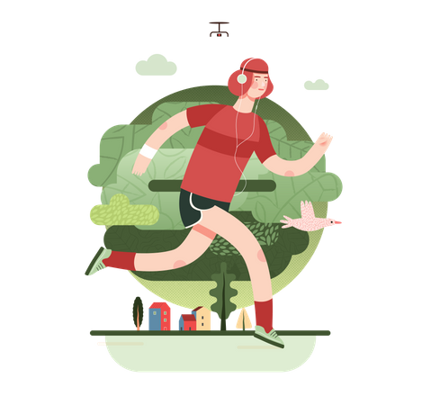 Athlete running in race  Illustration