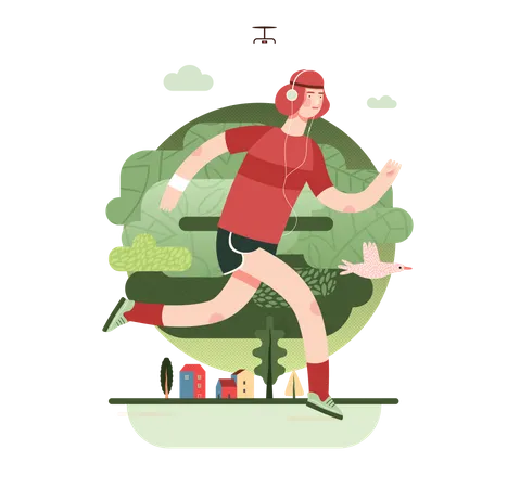 Athlete running in race  Illustration