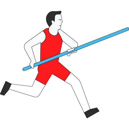 Athlete running to throw javelin Illustration