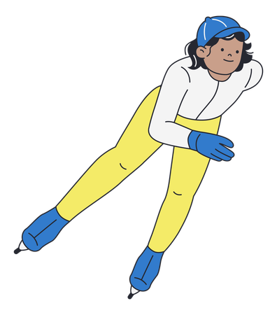 Athlete Speed Skating on Ice  Illustration
