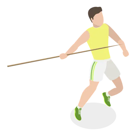 Athlete Throwing Javelin  Illustration