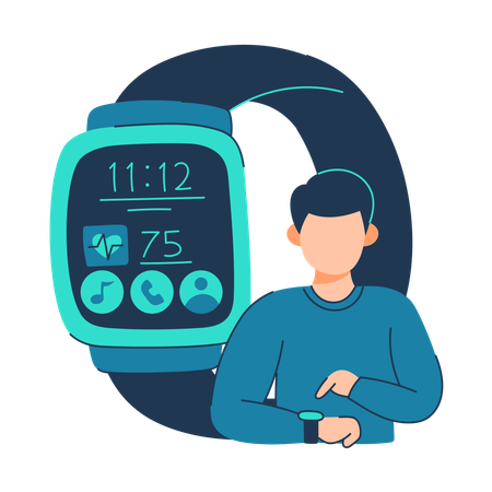 Athlete uses smartwatch interface  Illustration