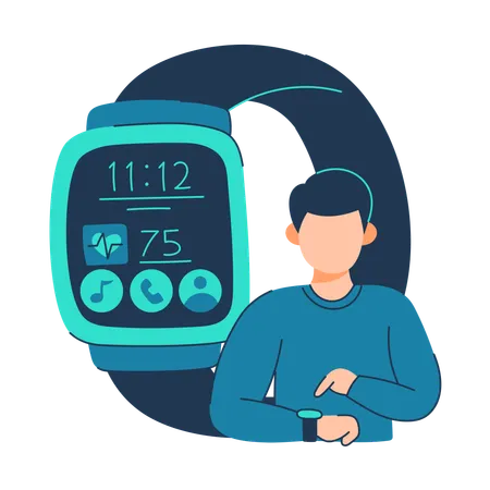 Athlete uses smartwatch interface  Illustration