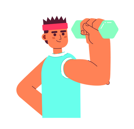 Athlete with headband lifting weight Illustration