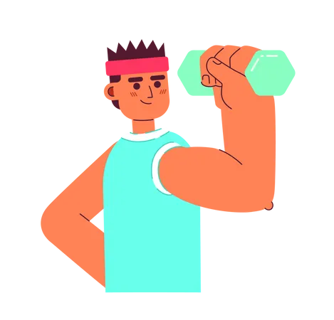 Athlete with headband lifting weight  Illustration