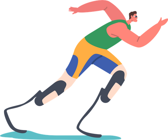 Athlete with Legs Prosthesis  Illustration