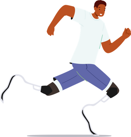 Athlete with Legs Prosthesis Running Illustration