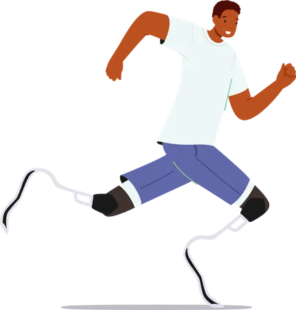 Athlete with Legs Prosthesis Running  Illustration