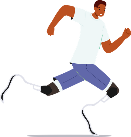 Athlete with Legs Prosthesis Running  Illustration