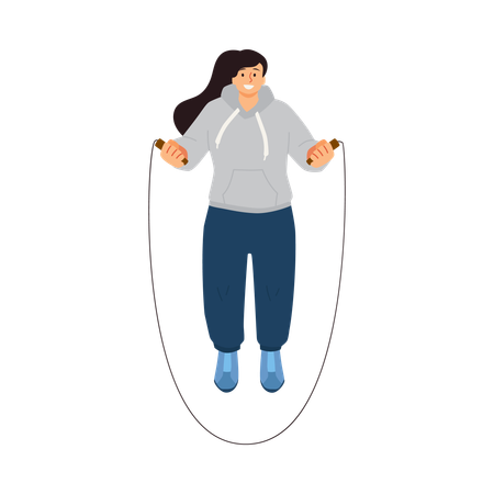 Athlete woman jumping rope  Illustration
