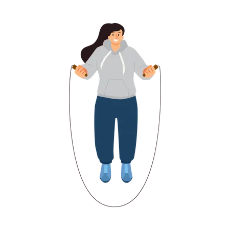 Athlete woman jumping rope  Illustration