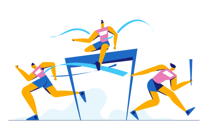 Sportler springen über Hürden  Illustration