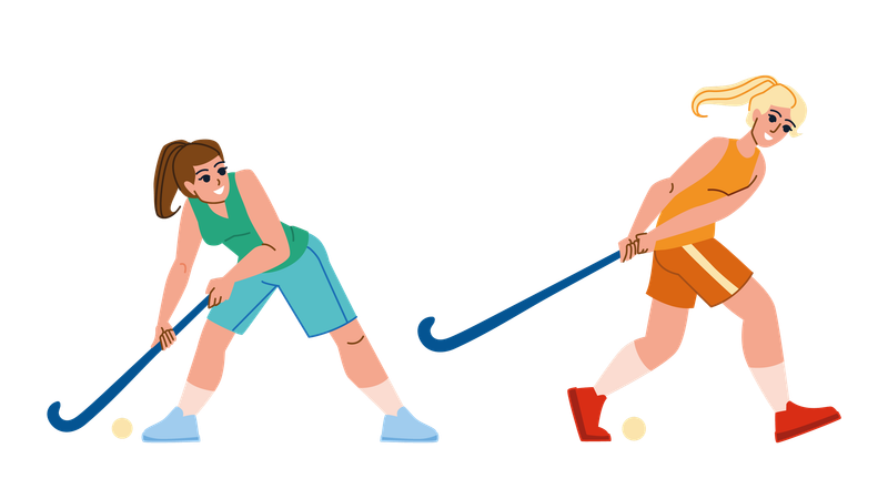 Athletes are playing hockey match  Illustration