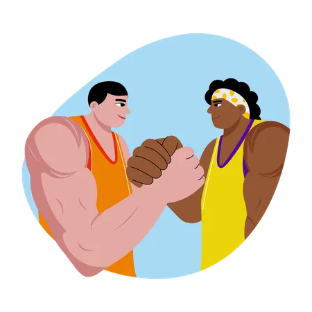Athletes doing arm wrestling  Illustration