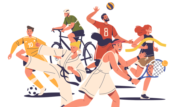 Athletes Of Summer Sports  Illustration