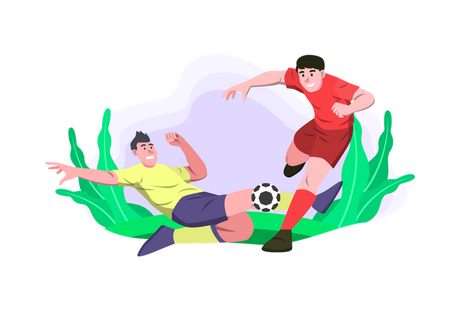 Athletes playing soccer championship Illustration