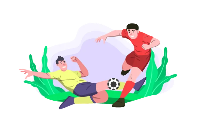 Athletes playing soccer championship Illustration