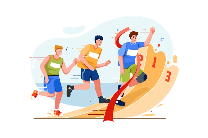 Athletes running race to win Illustration