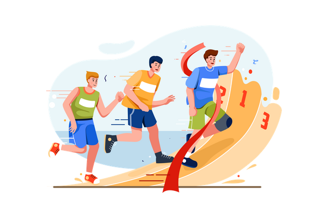 Athletes running race to win  Illustration