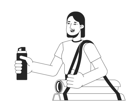 Athletic girl holds water bottle  Illustration