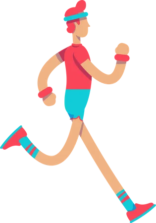 Athletic Man Jogging Semi Flat Color Vector Character Running Figure Aerobic Exercise Full Body Person On White Simple Cartoon Style Illustration For Web Graphic Design And Animation Illustration