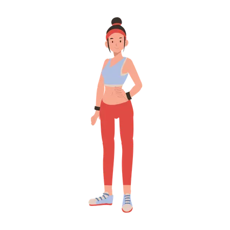 Athletic woman in sportswear posing confidently for fitness motivation and gym training  Illustration
