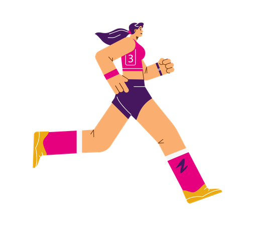 Athletic woman running marathon  Illustration