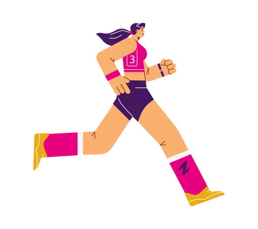 Athletic woman running marathon  Illustration