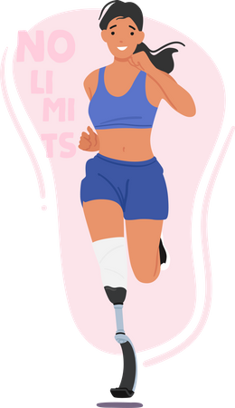 Athletic woman with leg prosthesis  Illustration
