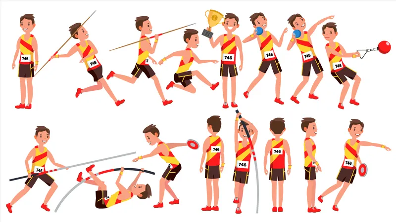 Athletics Male Player Vector Illustration