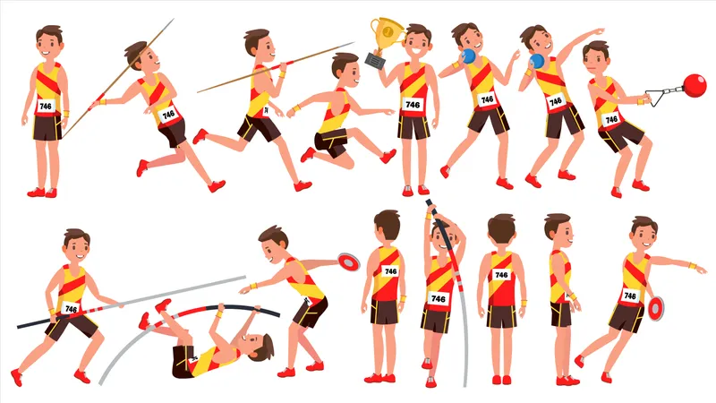 Vecteur de joueur masculin d'athlétisme  Illustration