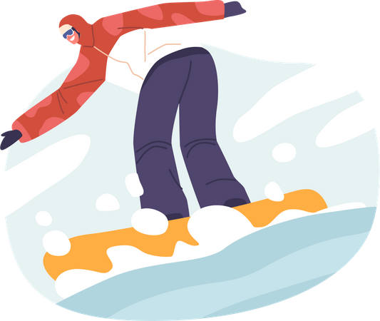 Atividade de esportes radicais de inverno com snowboard  Ilustração