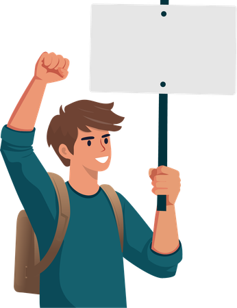 Ativistas reivindicam ideais segurando cartaz de protesto  Ilustração