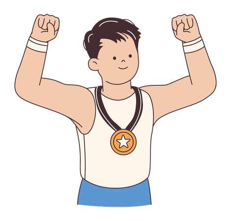 Atleta Alegre Comemorando a Vitória  Ilustração