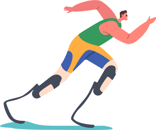 Atleta con prótesis de piernas  Ilustración
