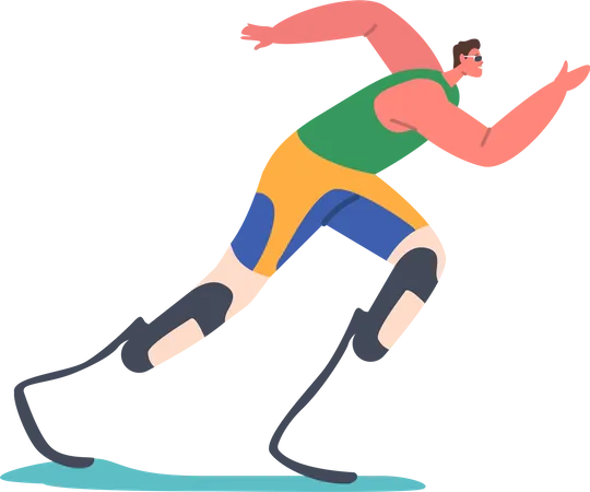 Atleta con prótesis de piernas  Ilustración