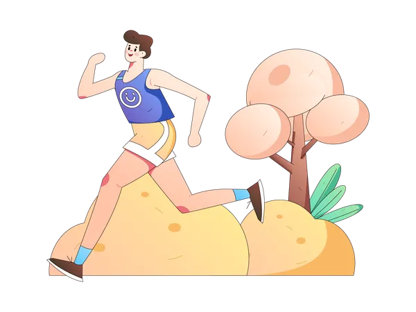 Atleta corre para competição  Ilustração