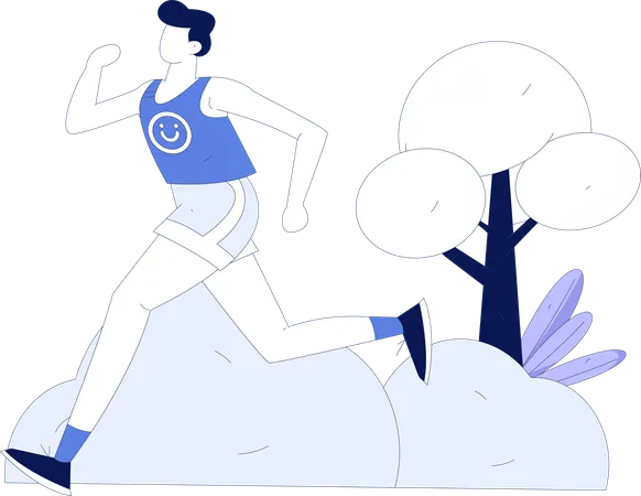 El atleta corre para competir.  Ilustración