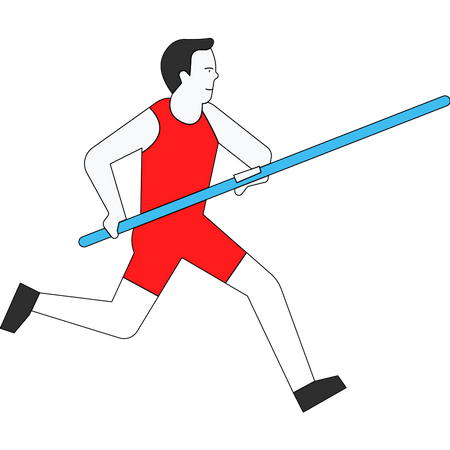Atleta corriendo para lanzar jabalina  Ilustración