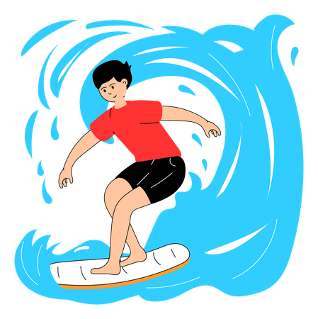 Atleta olímpico praticando surf  Ilustração