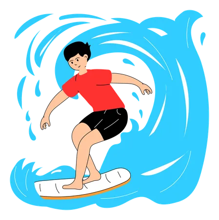 Atleta olímpico praticando surf  Ilustração