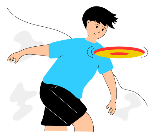 Atleta olímpico brinca com frisbee  Ilustração