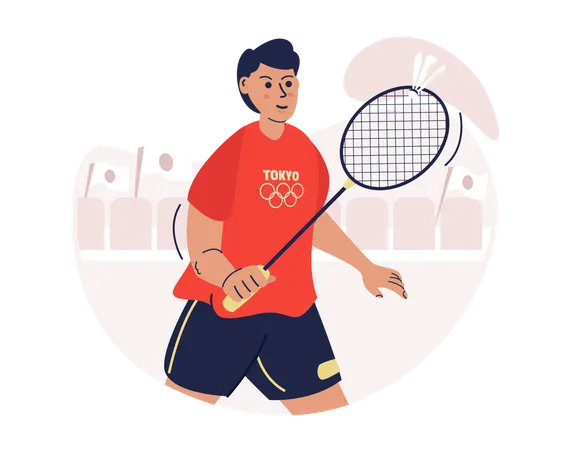 Atleta masculino de badminton  Ilustração