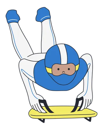 Atleta deslizando em trenó esqueleto  Ilustração
