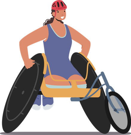 Atleta femenina discapacitada en silla de ruedas  Ilustración