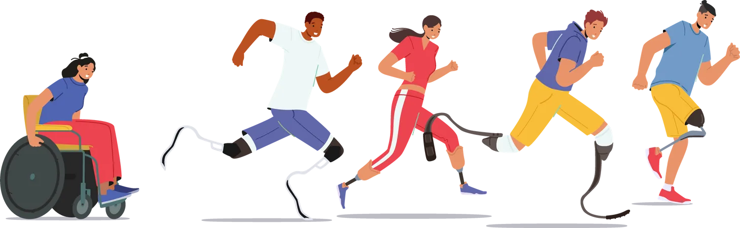 Atleta discapacitado corre maratón de la ciudad  Ilustración